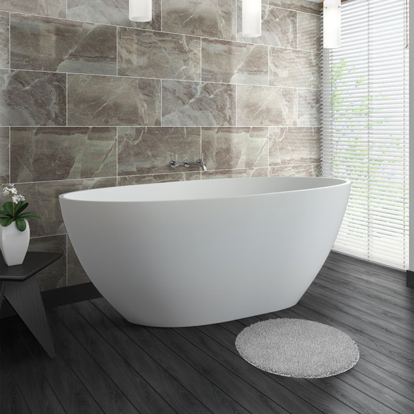 Inster 60'' X 30'' Slipper Freestanding Solid Surface Soaking Bathtub